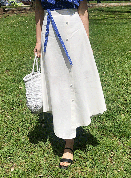 마리유버튼 skirt (linen 45%)