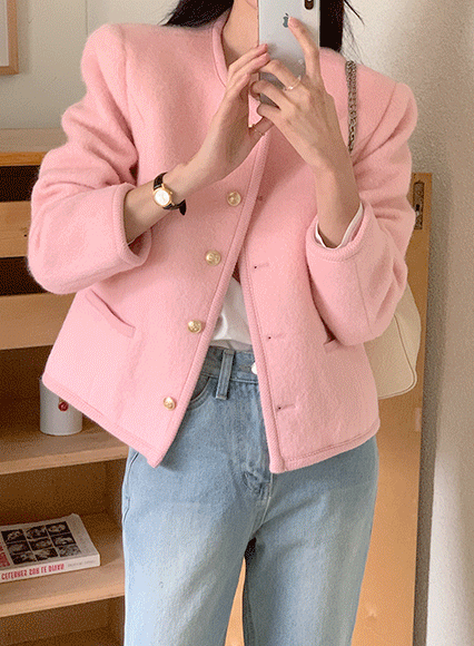 [신상11%할인♥] 캐디 트위드 자켓 (울 50% 2온스) -핑크